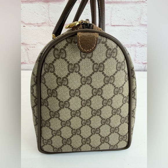 Gucci Vintage GG Canvas Sherry Line Leather Top-Handle Satchel - Picture 6 of 16